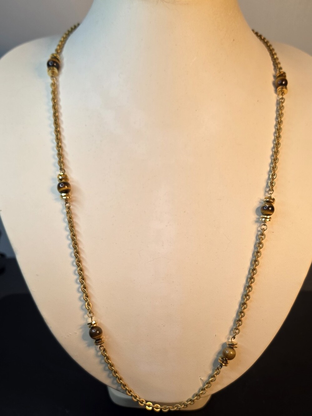 Vintage Miriam Haskell Gold-tone Station Necklace 1970s
